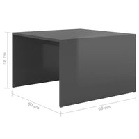 Thumbnail for 3-tlg. Satztisch-Set Hochglanz-Grau 60x60x38 cm