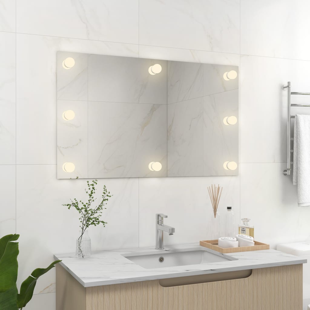 Wandspiegel ohne Rahmen mit LED-Beleuchtung Rechteckig Glas