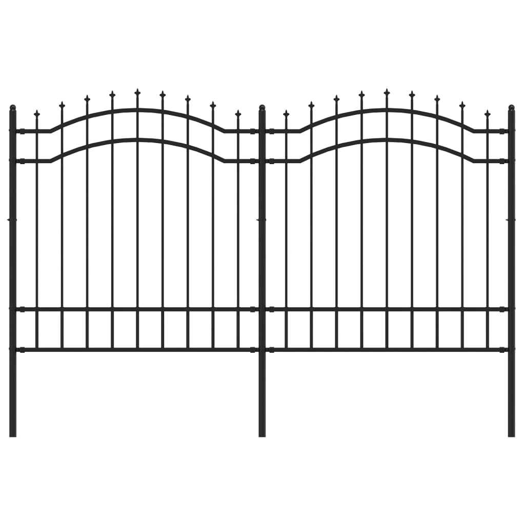 Gartenzaun mit Speerspitzen Schwarz 165 cm Stahl