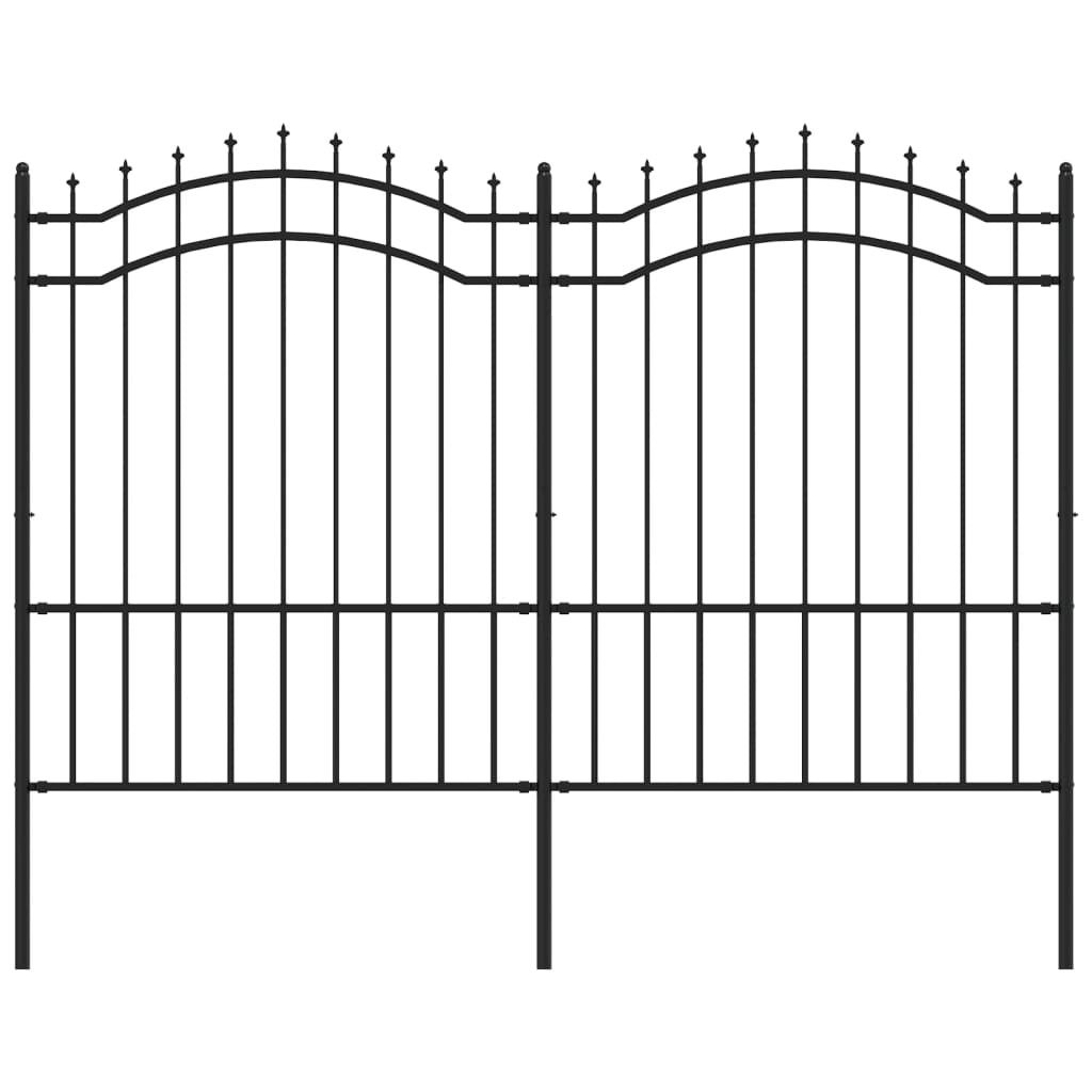 Gartenzaun mit Speerspitzen Schwarz 190 cm Stahl