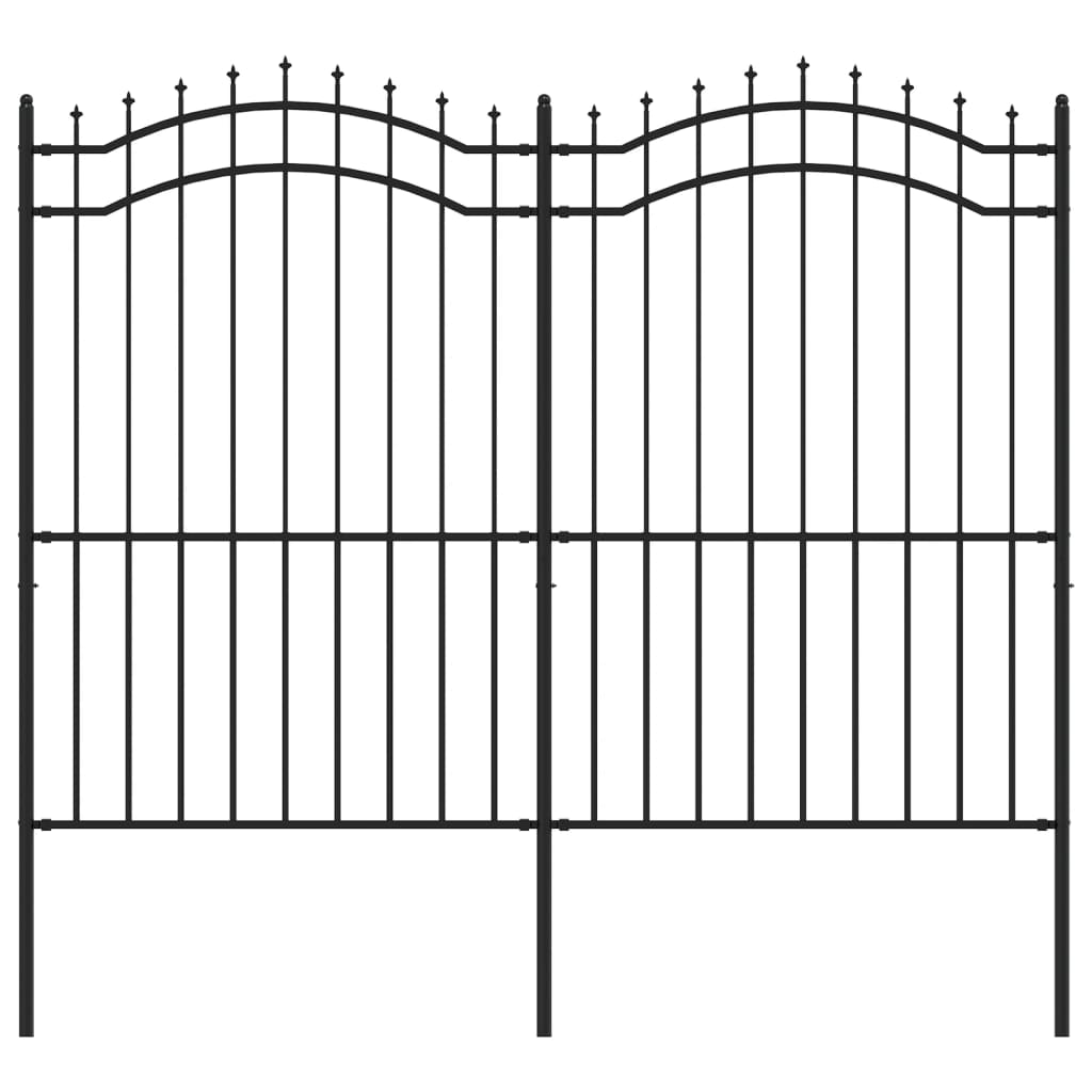 Gartenzaun mit Speerspitzen Schwarz 222 cm Stahl