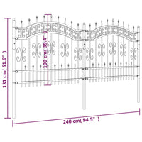 Thumbnail for Gartenzaun mit Speerspitzen Schwarz 140 cm Stahl