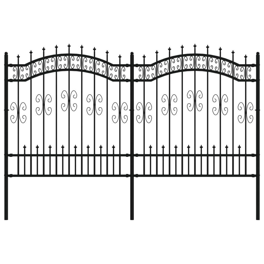 Gartenzaun mit Speerspitzen Schwarz 165 cm Stahl
