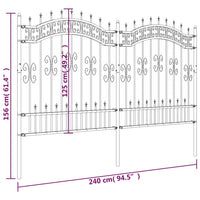 Thumbnail for Gartenzaun mit Speerspitzen Schwarz 165 cm Stahl