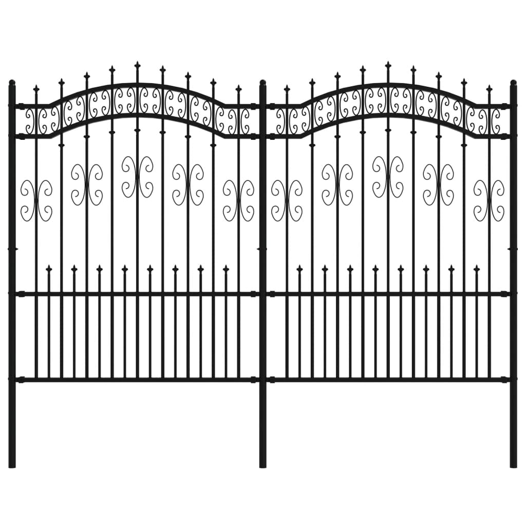 Gartenzaun mit Speerspitzen Schwarz 190 cm Stahl
