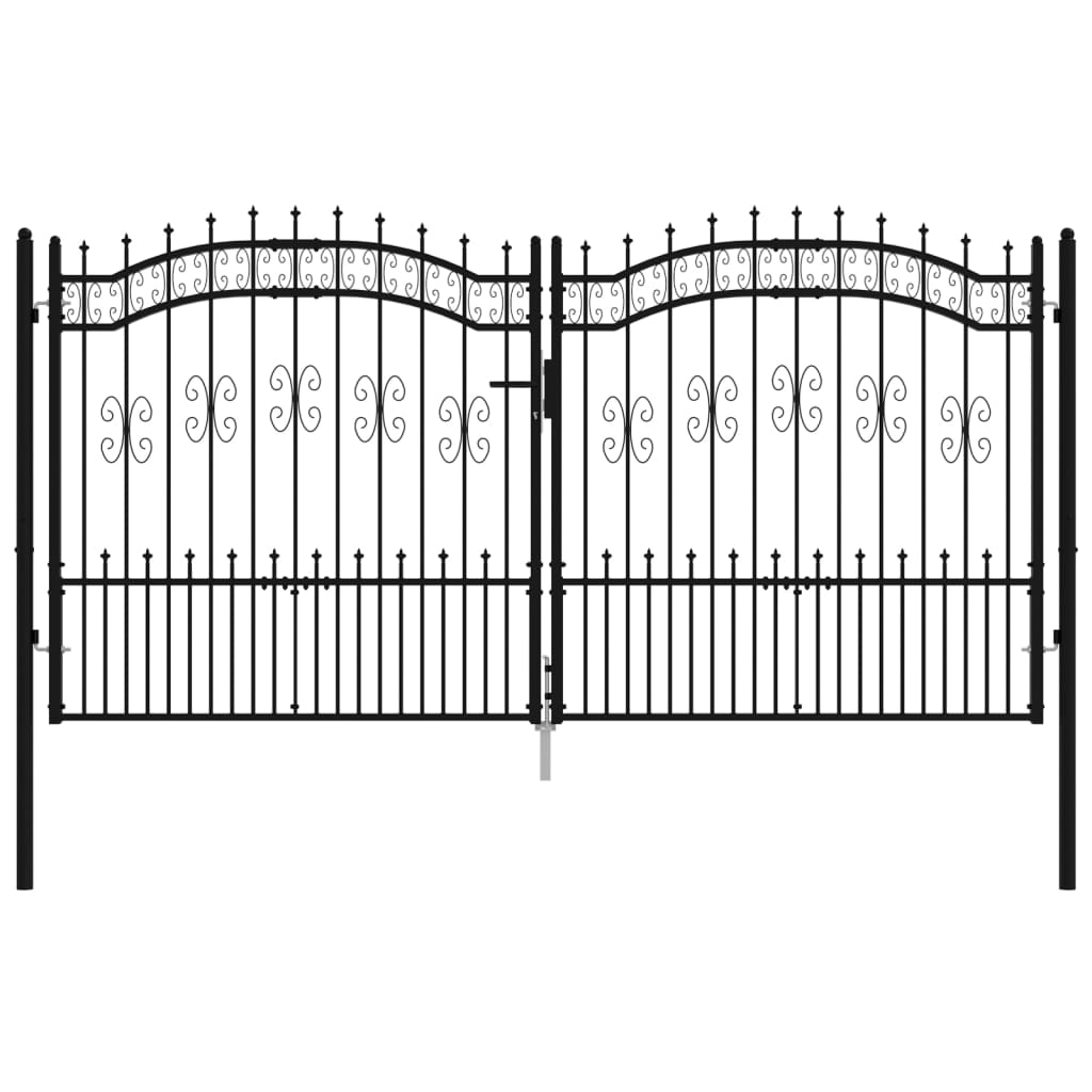 Zauntor mit Speerspitzen Schwarz 305x198 cm Stahl