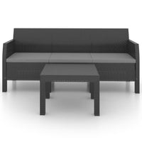 Thumbnail for 2-tlg. Garten-Lounge-Set mit Kissen PP Rattan Anthrazit