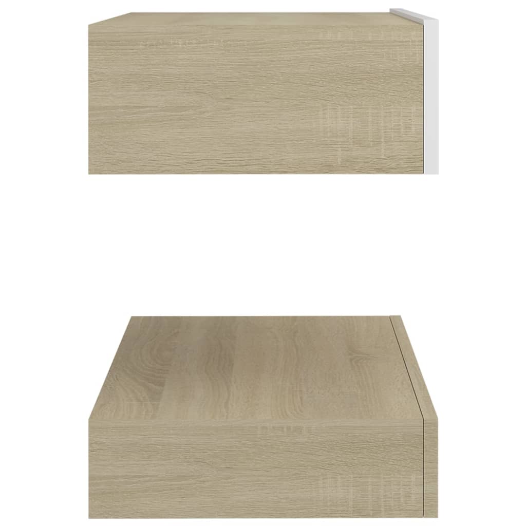 Nachttisch Weiß und Sonoma-Eiche 60x35 cm Spanplatte
