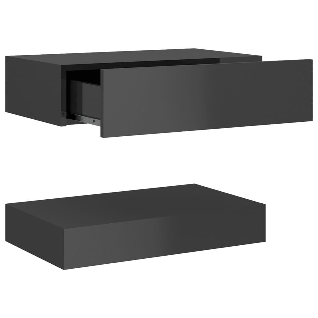 Nachttisch Hochglanz-Grau 60x35 cm Spanplatte
