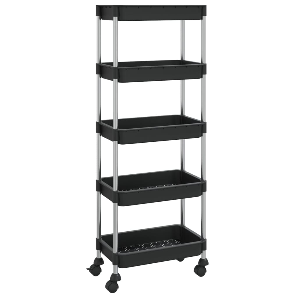 Küchenwagen 5 Etagen Schwarz 40x22x116 cm Eisen und ABS