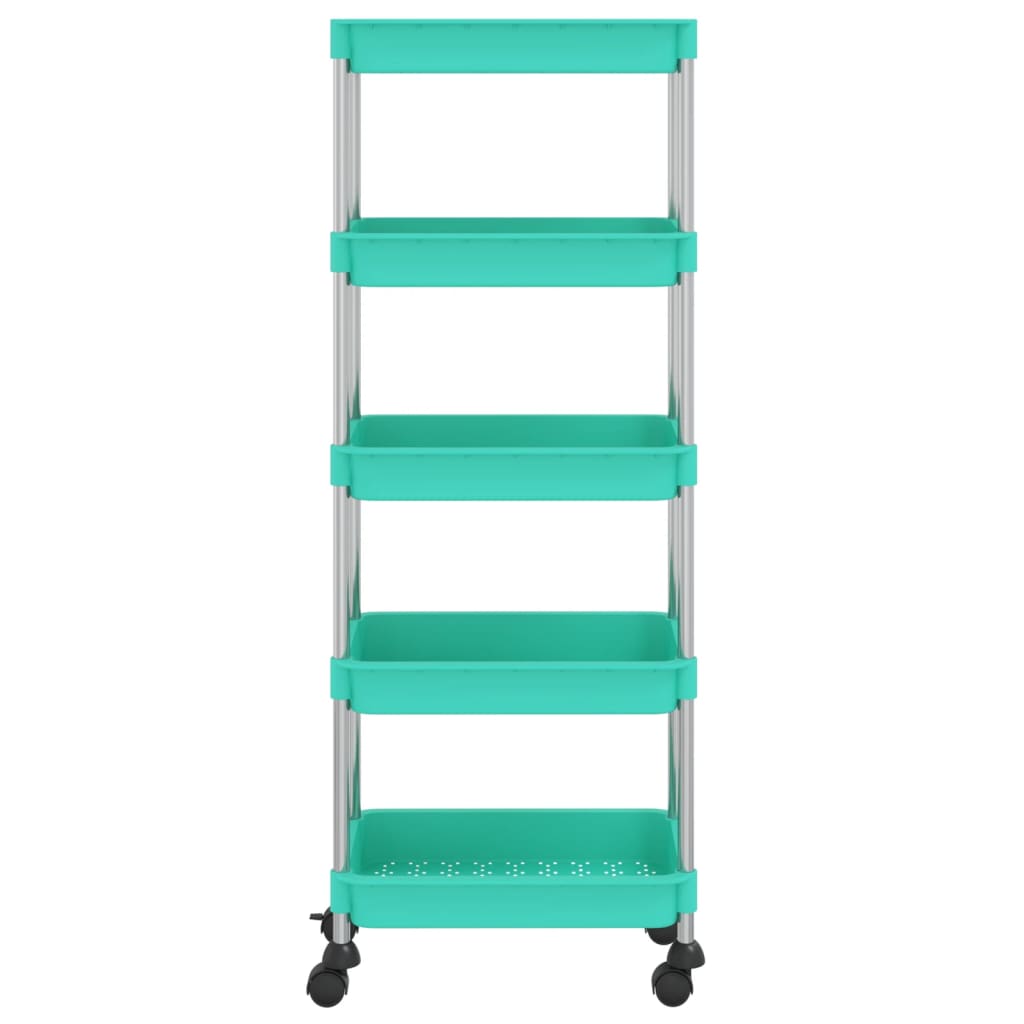 Küchenwagen 5 Etagen Türkis 40x22x116 cm Eisen und ABS