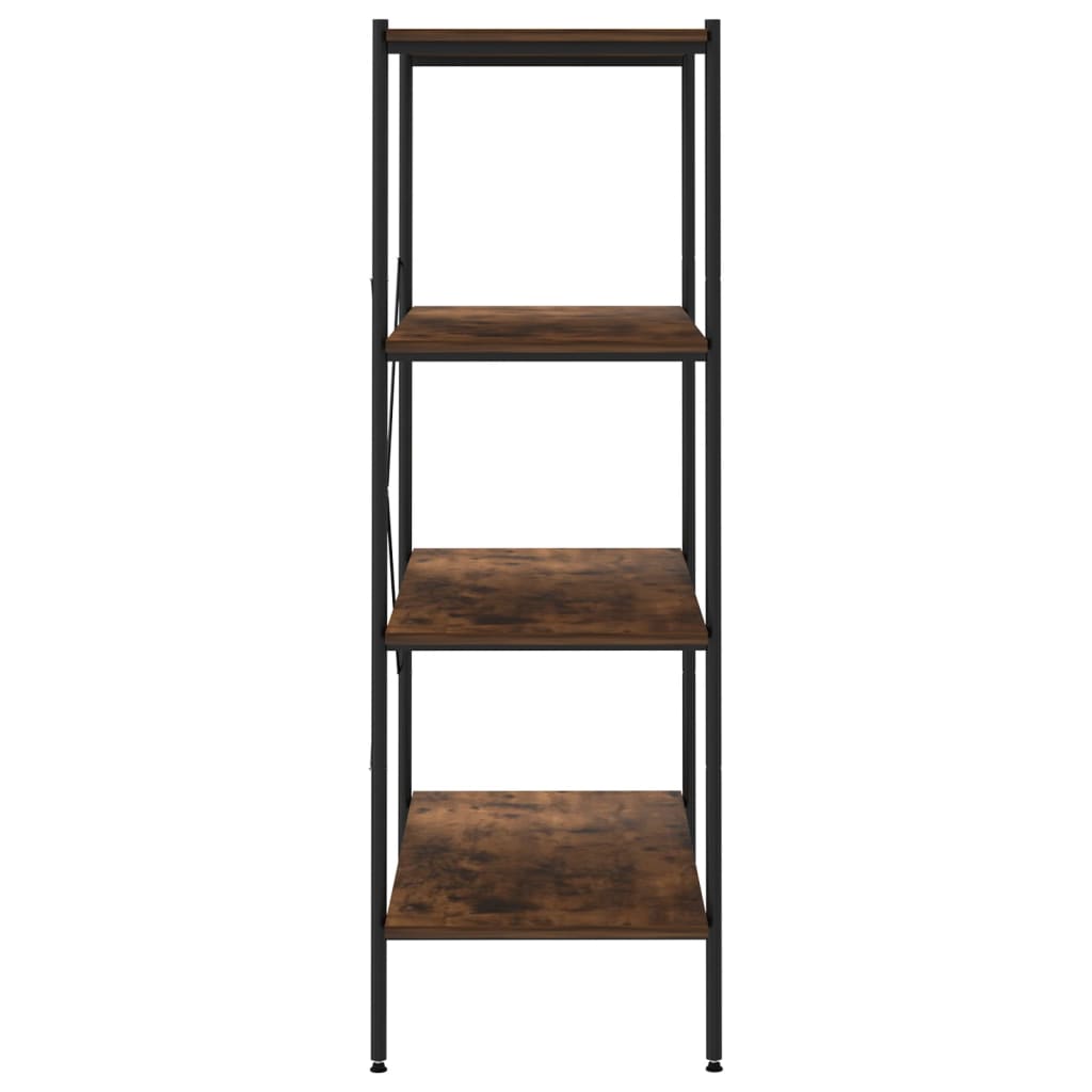 Regal mit 4 Böden Schwarz und Dunkles Holz 80x40x130 cm