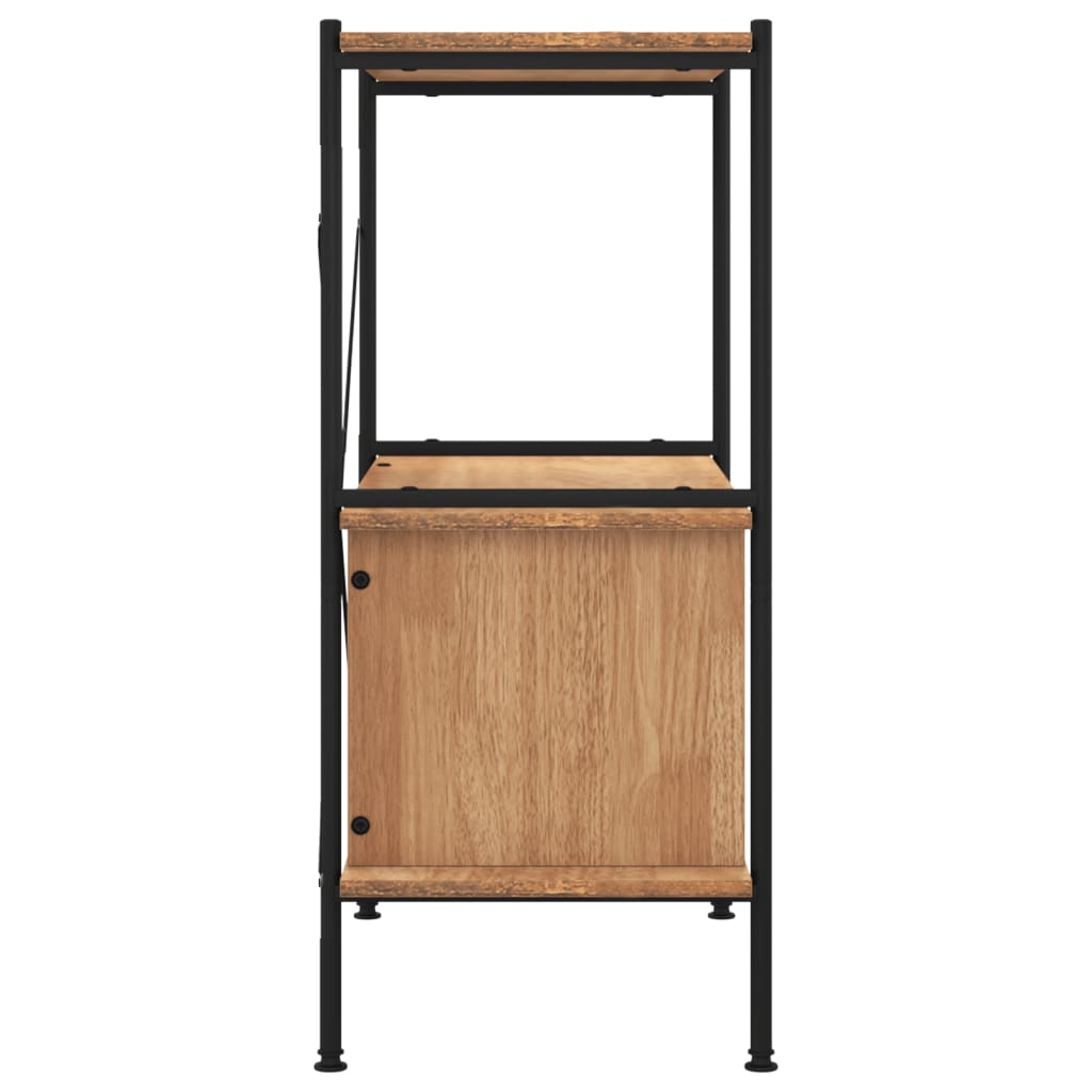 Regal mit 3 Böden und Schrank 80x40x92 cm Stahl Holzwerkstoff
