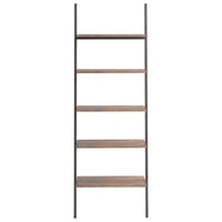 Thumbnail for Anlehnregal mit 5 Ablagen Dunkelbraun und Schwarz 64x34x185,5cm