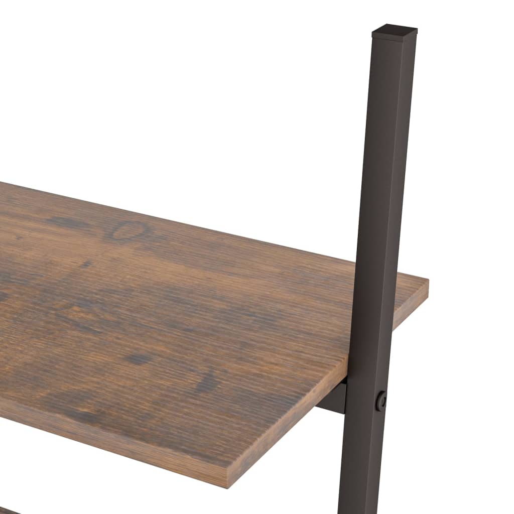 Anlehnregal mit 5 Ablagen Dunkelbraun und Schwarz 64x34x185,5cm