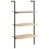 Thumbnail for Anlehnregal mit 3 Ablagen Hellbraun und Schwarz 64x35x120,5 cm
