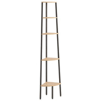 Thumbnail for Eckregal mit 5 Ablagen Hellbraun und Schwarz 45,5x31,5x180 cm