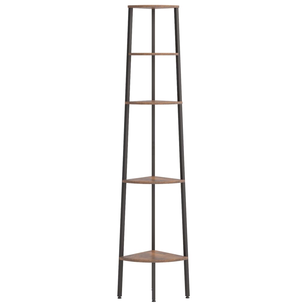 Eckregal mit 5 Ablagen Dunkelbraun und Schwarz 45,5x31,5x180 cm