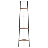 Thumbnail for Eckregal mit 5 Ablagen Dunkelbraun und Schwarz 45,5x31,5x180 cm