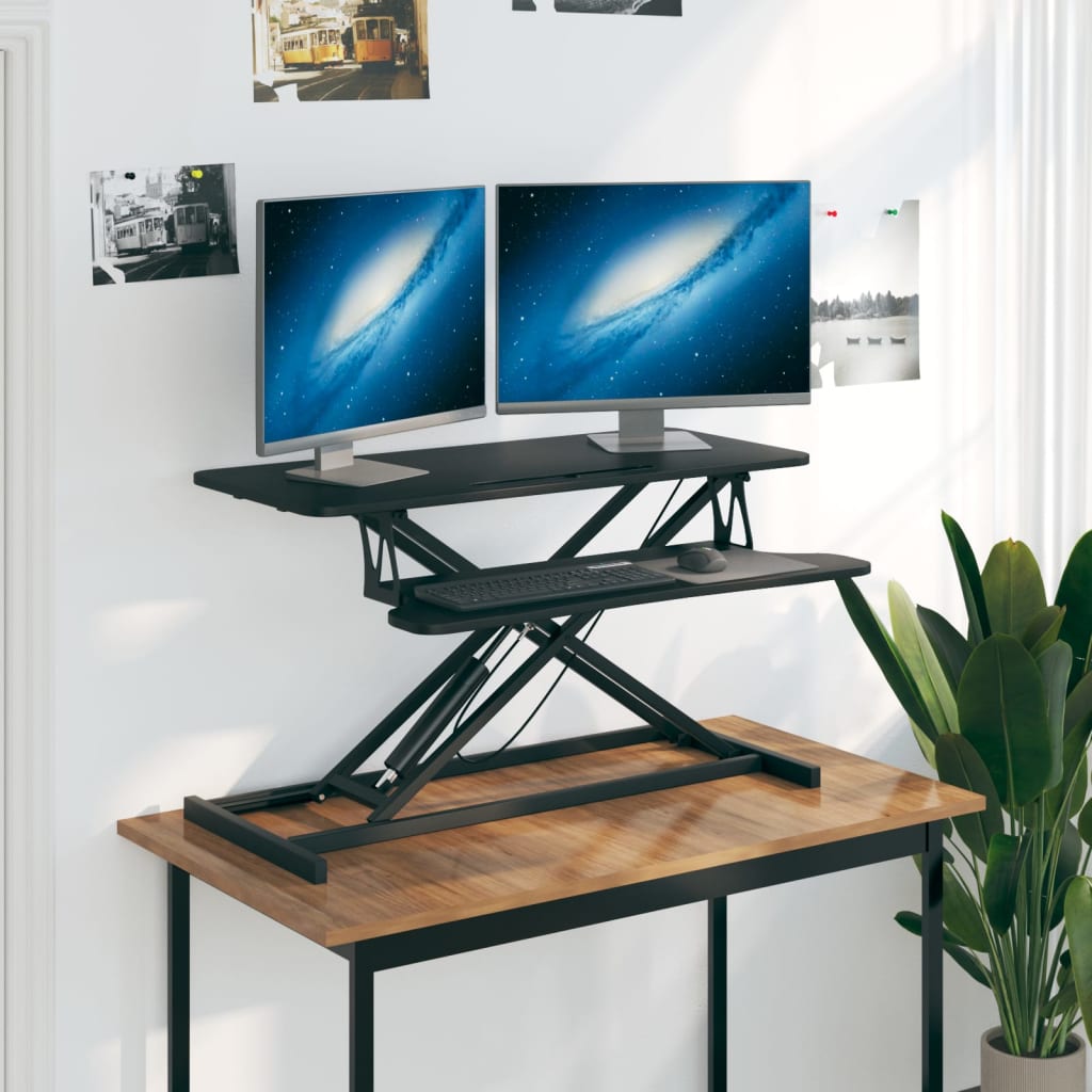 Arbeitsstation Verstellbar 90x40x(13-50) cm Stahl Holzwerkstoff