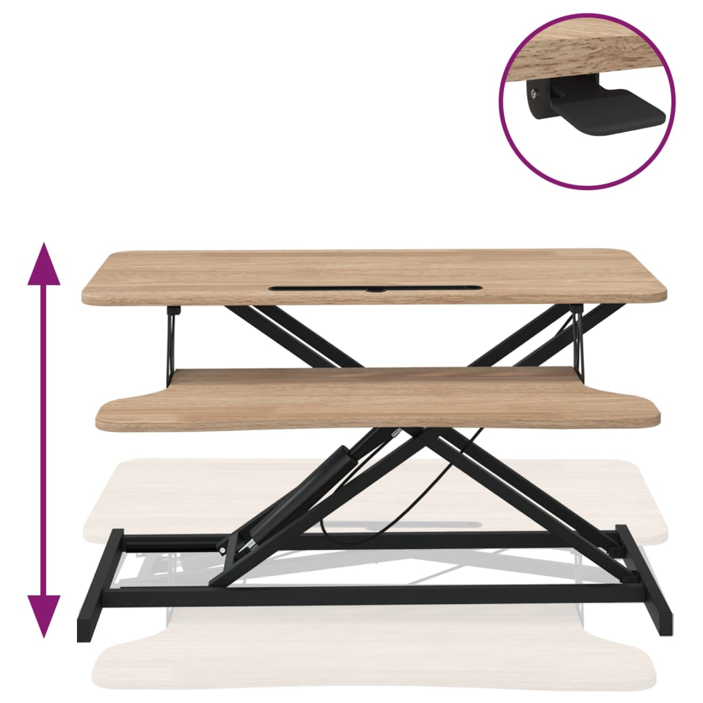 Arbeitsstation Verstellbar 90x40x(13-50) cm Stahl Holzwerkstoff