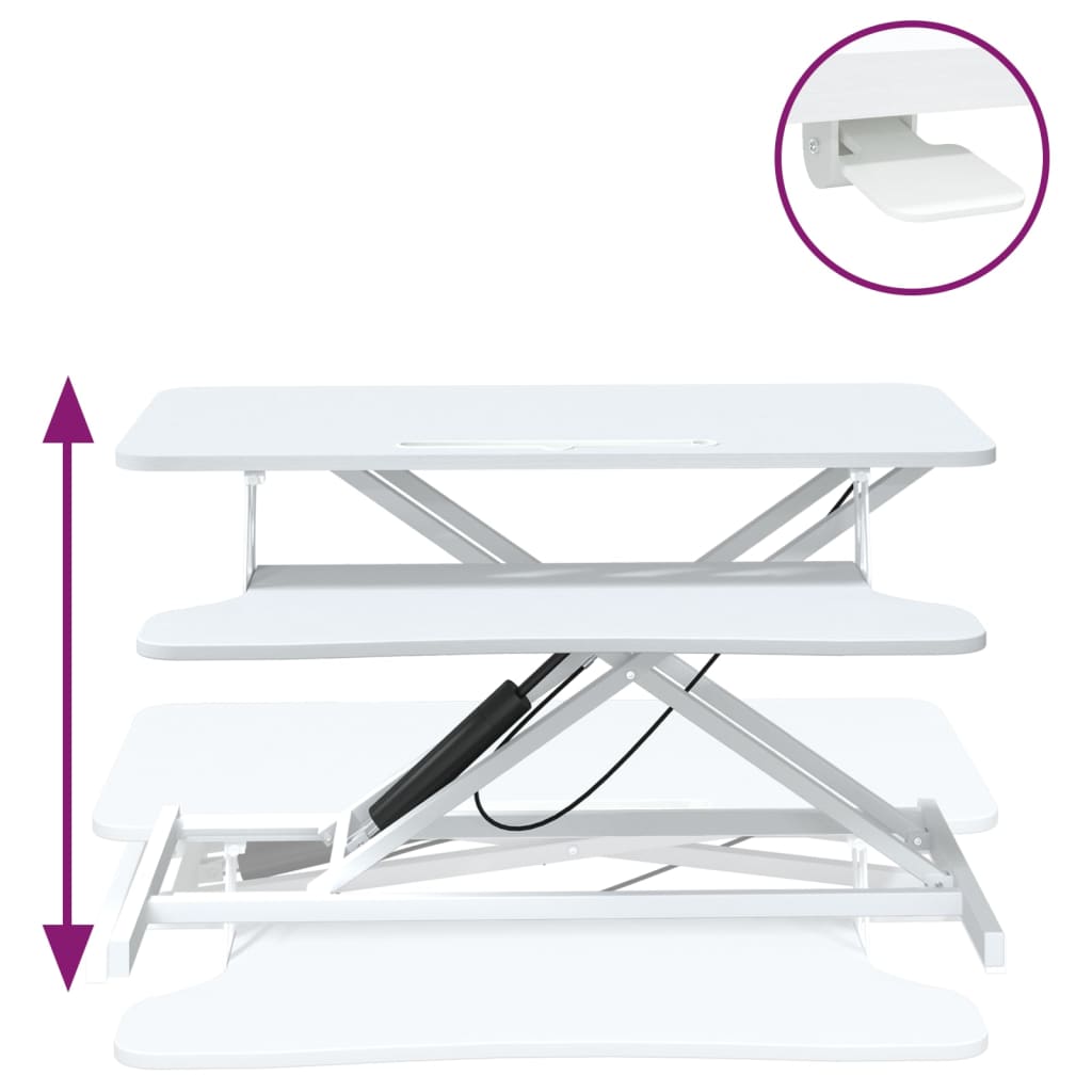 Arbeitsstation Verstellbar 90x40x(13-50) cm Stahl Holzwerkstoff
