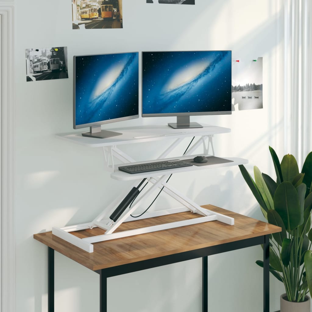 Arbeitsstation Verstellbar 90x40x(13-50) cm Stahl Holzwerkstoff