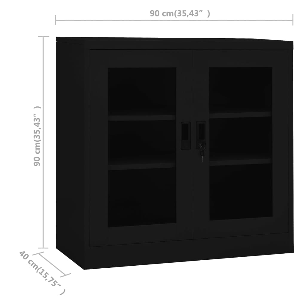 Büroschrank Schwarz 90x40x90 cm Stahl
