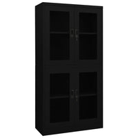 Thumbnail for Büroschrank Schwarz 90x40x180 cm Stahl und Hartglas