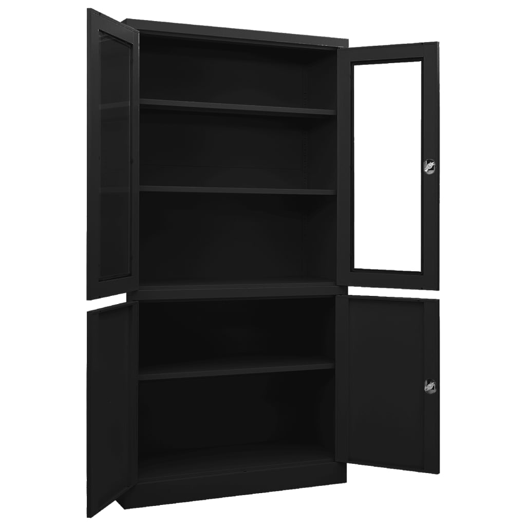 Büroschrank Schwarz 90x40x180 cm Stahl