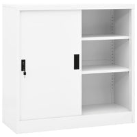 Thumbnail for Büroschrank mit Schiebetür Weiß 90x40x90 cm Stahl