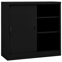 Thumbnail for Büroschrank mit Schiebetür Schwarz 90x40x90 cm Stahl