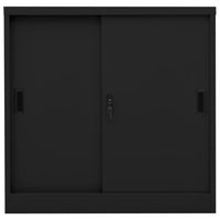 Thumbnail for Büroschrank mit Schiebetür Schwarz 90x40x90 cm Stahl