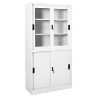 Thumbnail for Büroschrank mit Schiebetüren Weiß 90x40x180 cm Stahl
