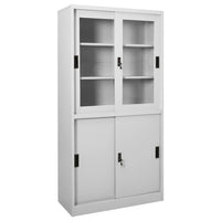 Thumbnail for Büroschrank mit Schiebetür Hellgrau 90x40x180 cm Stahl