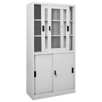 Thumbnail for Büroschrank mit Schiebetür Hellgrau 90x40x180 cm Stahl
