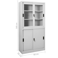 Thumbnail for Büroschrank mit Schiebetür Hellgrau 90x40x180 cm Stahl