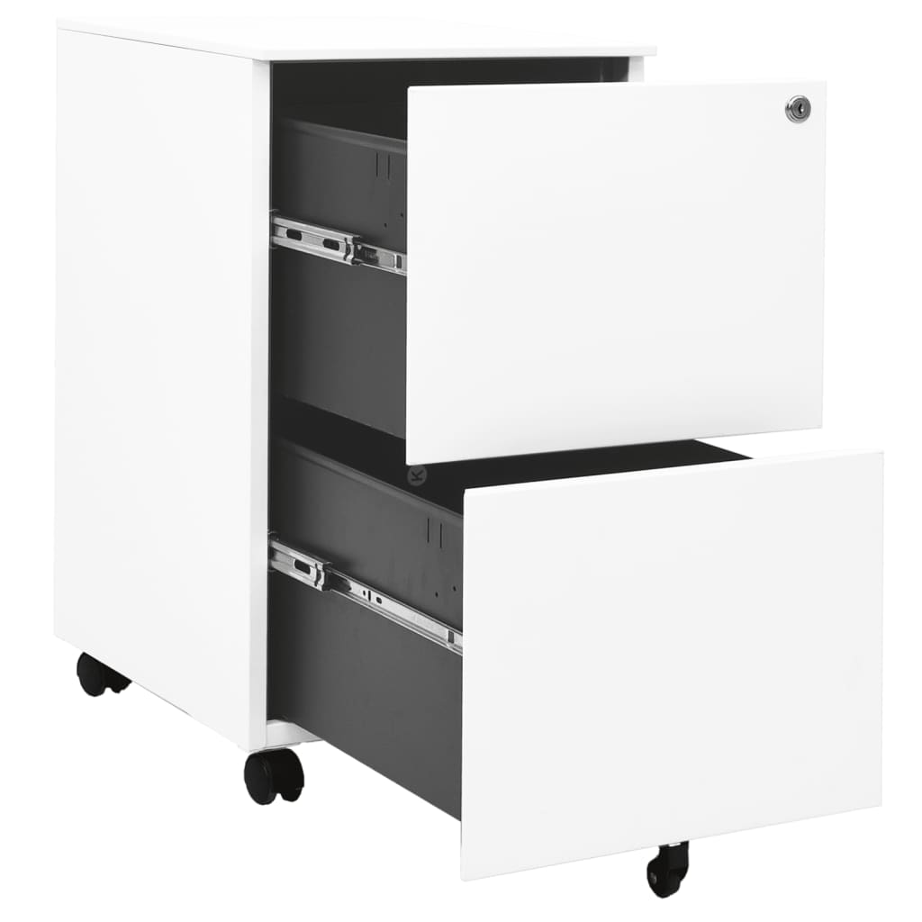 Aktenschrank mit Rollen Weiß 39x45x67 cm Stahl