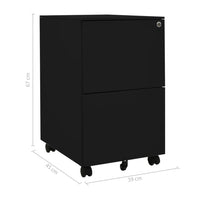 Thumbnail for Aktenschrank mit Rollen Schwarz 39x45x67 cm Stahl