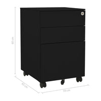 Thumbnail for Aktenschrank mit Rollen Schwarz 39x45x60 cm Stahl