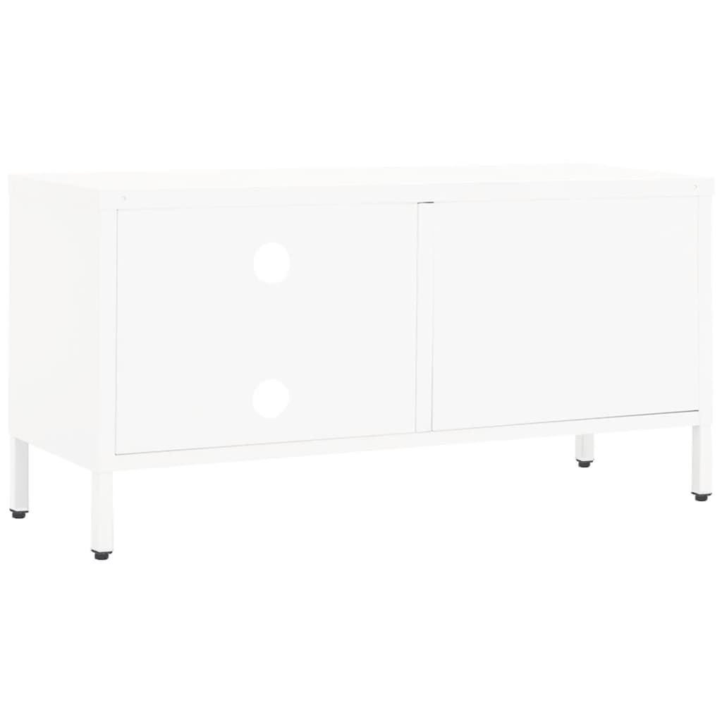 TV-Schrank Weiß 90x30x44 cm Stahl und Glas
