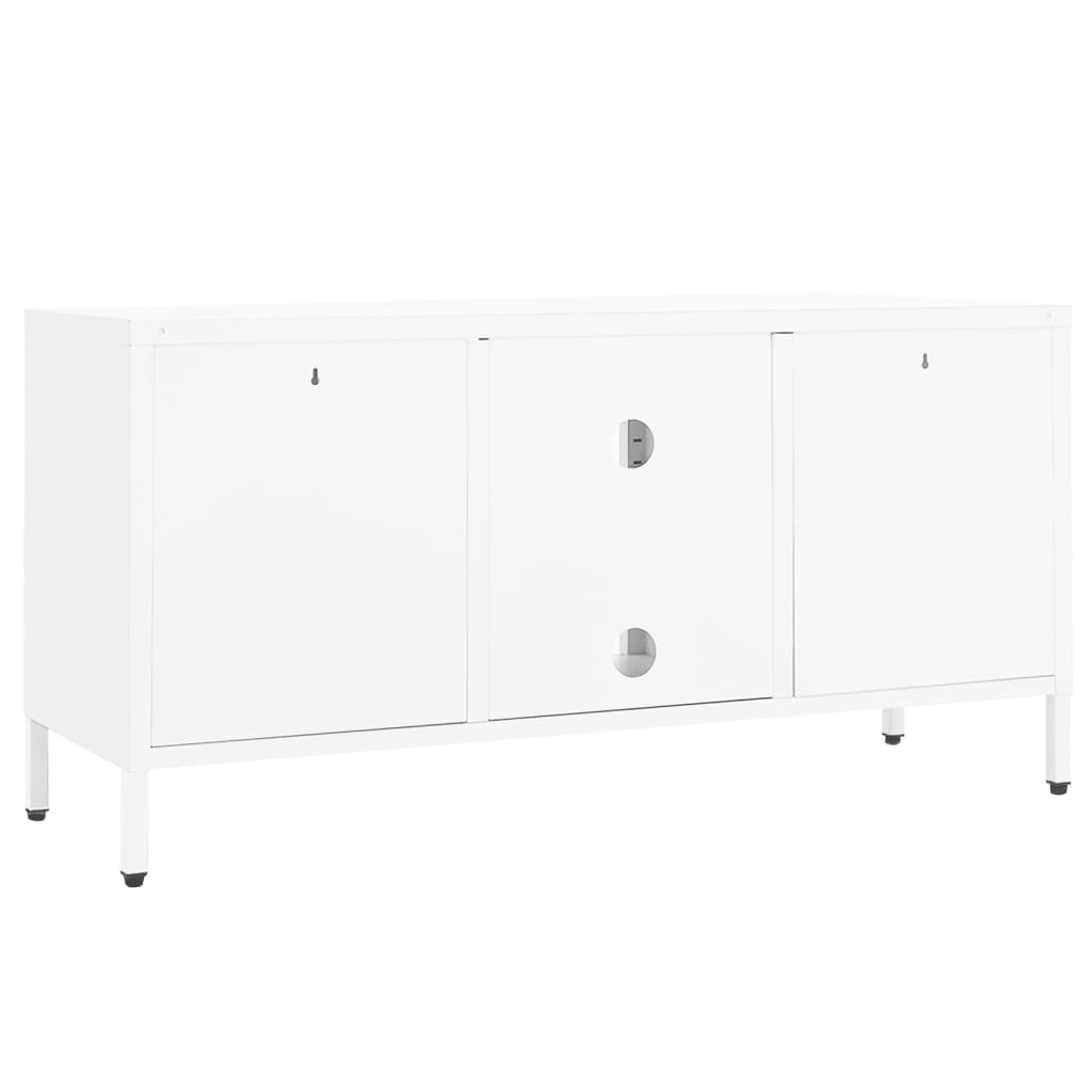 TV-Schrank Weiß 105x35x52 cm Stahl und Glas