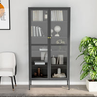 Thumbnail for Vitrine Anthrazit 90x40x180 cm Stahl und Gehärtetes Glas