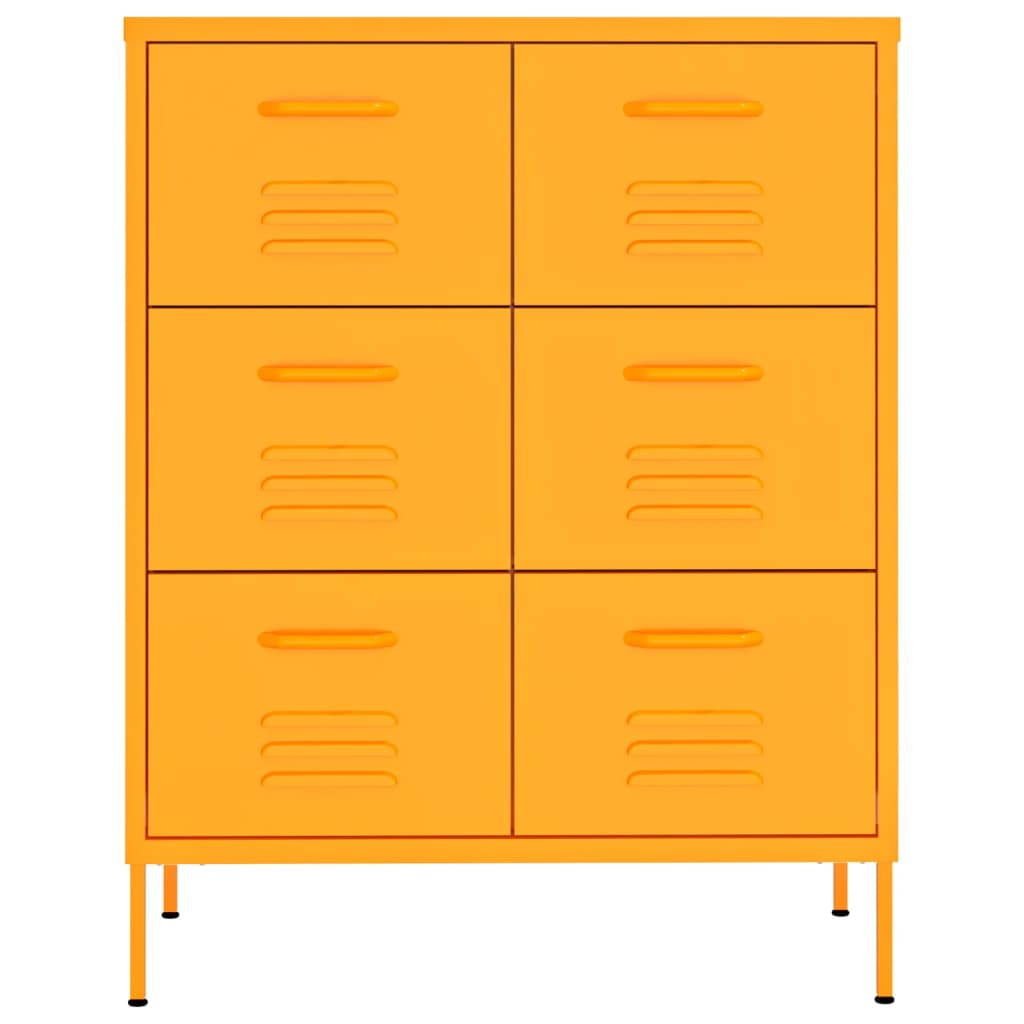Schubladenschrank Senfgelb 80x35x101,5 cm Stahl