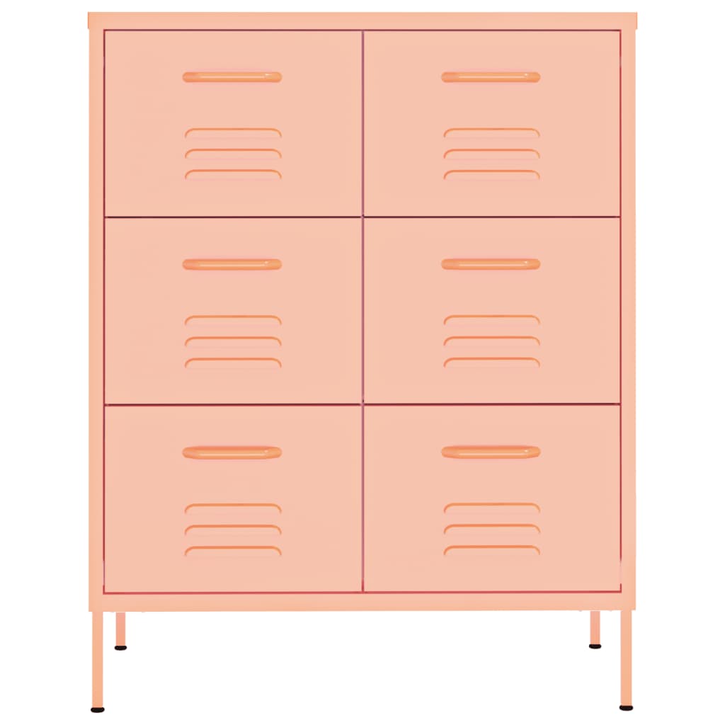 Schubladenschrank Rosa 80x35x101,5 cm Stahl