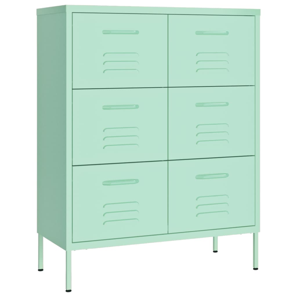 Schubladenschrank Minzgrün 80x35x101,5 cm Stahl