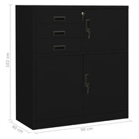 Thumbnail for Büroschrank Schwarz 90x40x102 cm Stahl