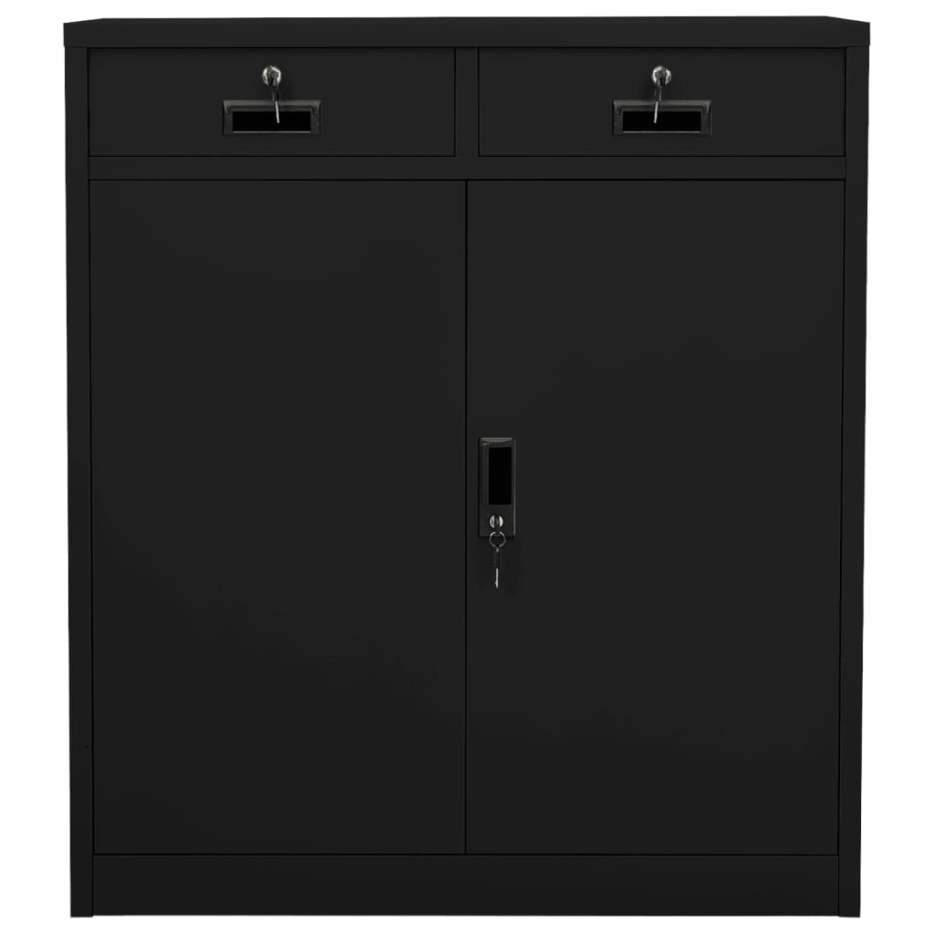 Büroschrank Schwarz 90x40x102 cm Stahl