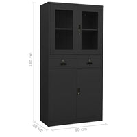Thumbnail for Büroschrank Anthrazit 90x40x180 cm Stahl gehärtetes Glas