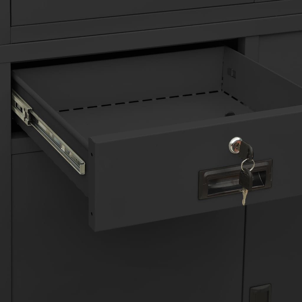 Büroschrank Anthrazit 90x40x180 cm Stahl gehärtetes Glas
